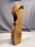 Vikings Tribute Purple, White, Gold Quarter Sawn Oak & Resin Bottle Opener with Wax Cutter
