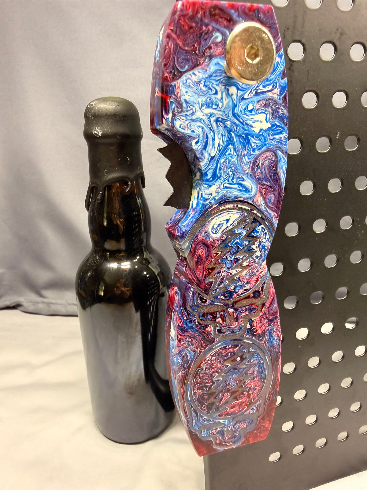 Grateful Dead Tribute - Red White Blue - Magnetic Bottle Opener with Wax Cutter
