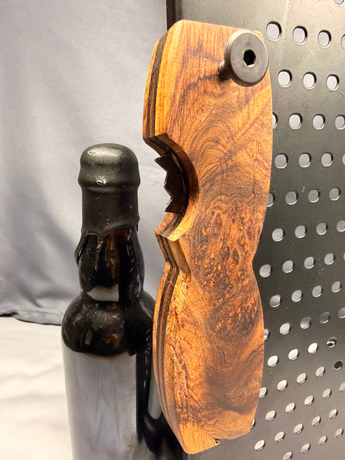 EPIC - Amboyna Burl Figured Wood - Magnetic Bottle Opener with Wax Cutter
