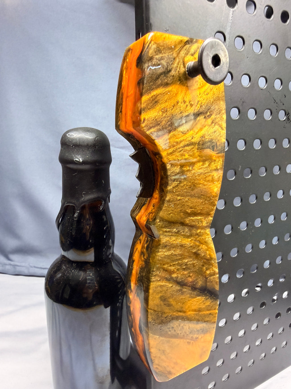 Bears - HD Tribute Orange & Charcoal Grey Resin- Magnetic Bottle Opener with Wax Cutter
