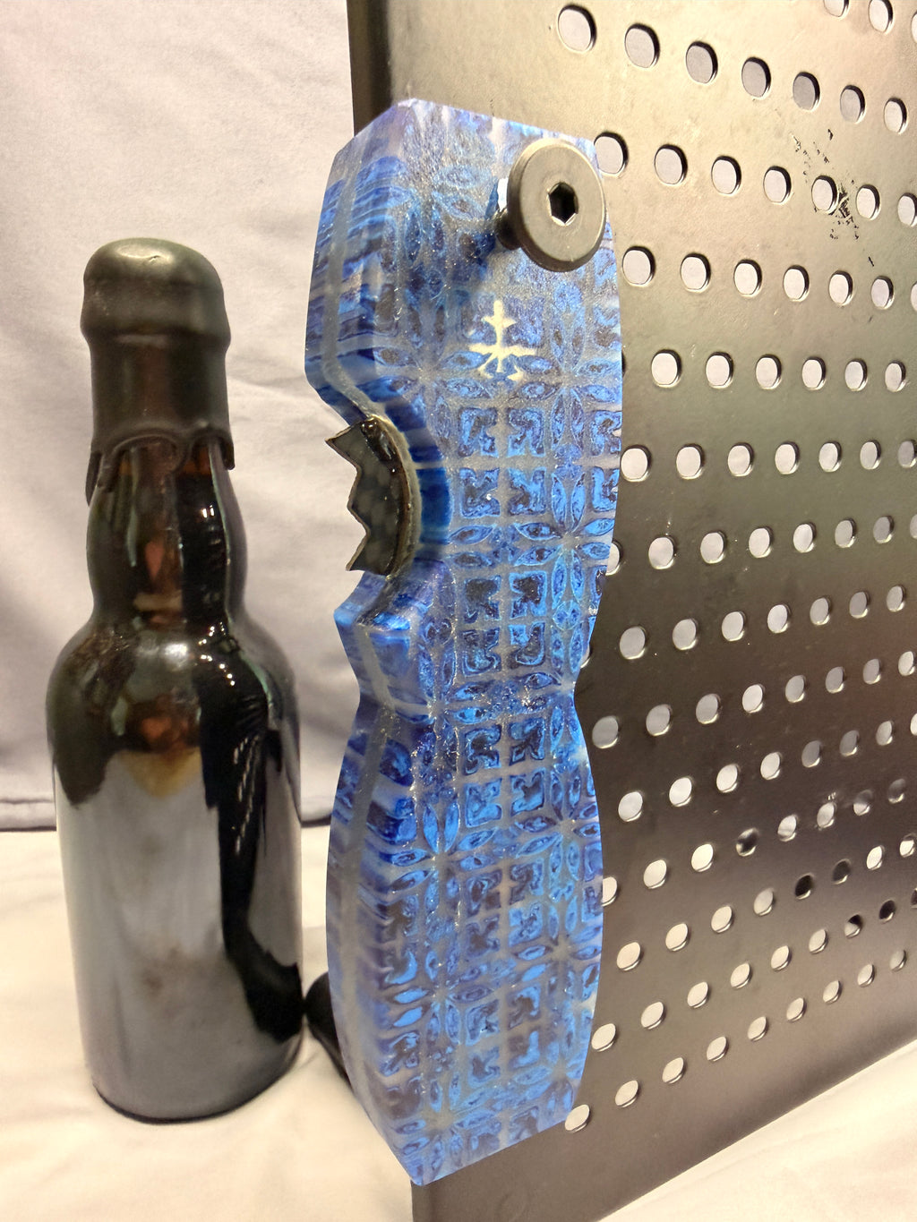 Blue Ember Mosaic Geometric - Magnetic Bottle Opener with Wax Cutter