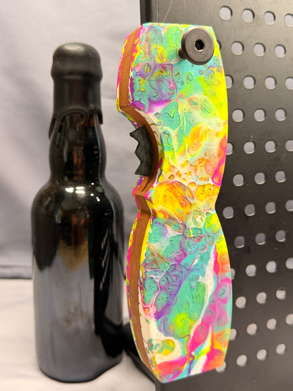 80's Neon Mirage - UV Glow - Magnetic Bottle Opener with Wax Cutter - UV Reactive