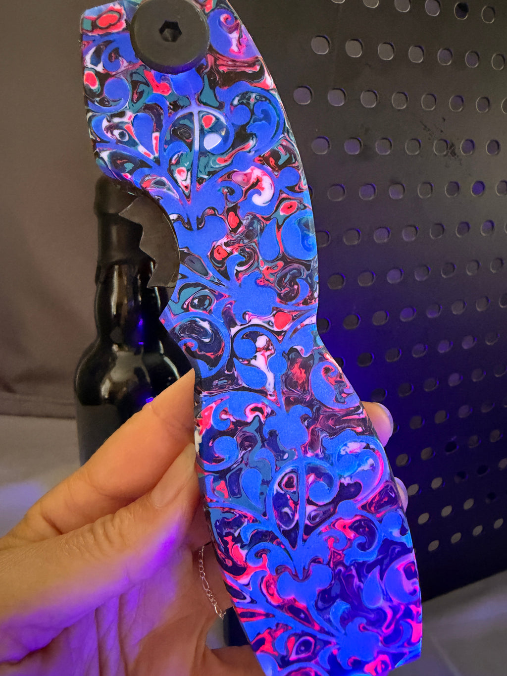 Cosmic Chaos Fusion - Magnetic Bottle Opener with Wax Cutter - UV Reflective