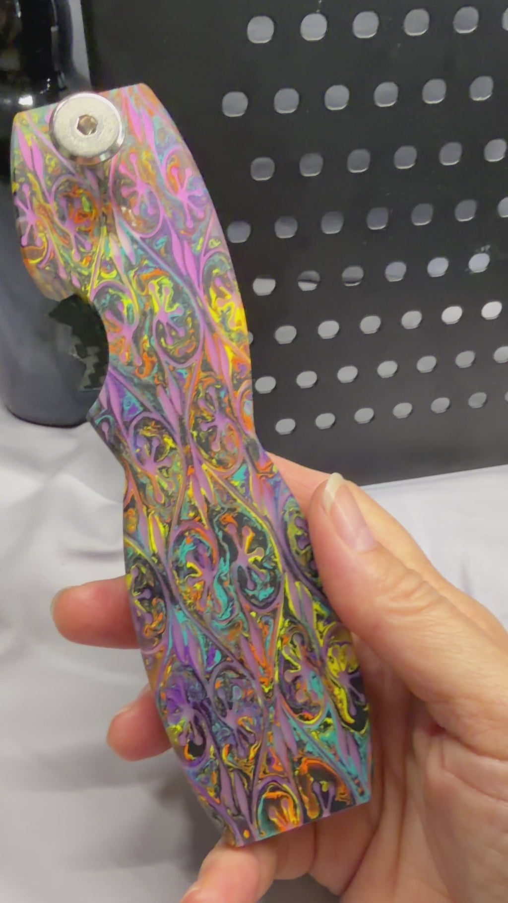 Prismatic Bloom (Mardi Gras Colors) - Magnetic Bottle Opener with Wax Cutter