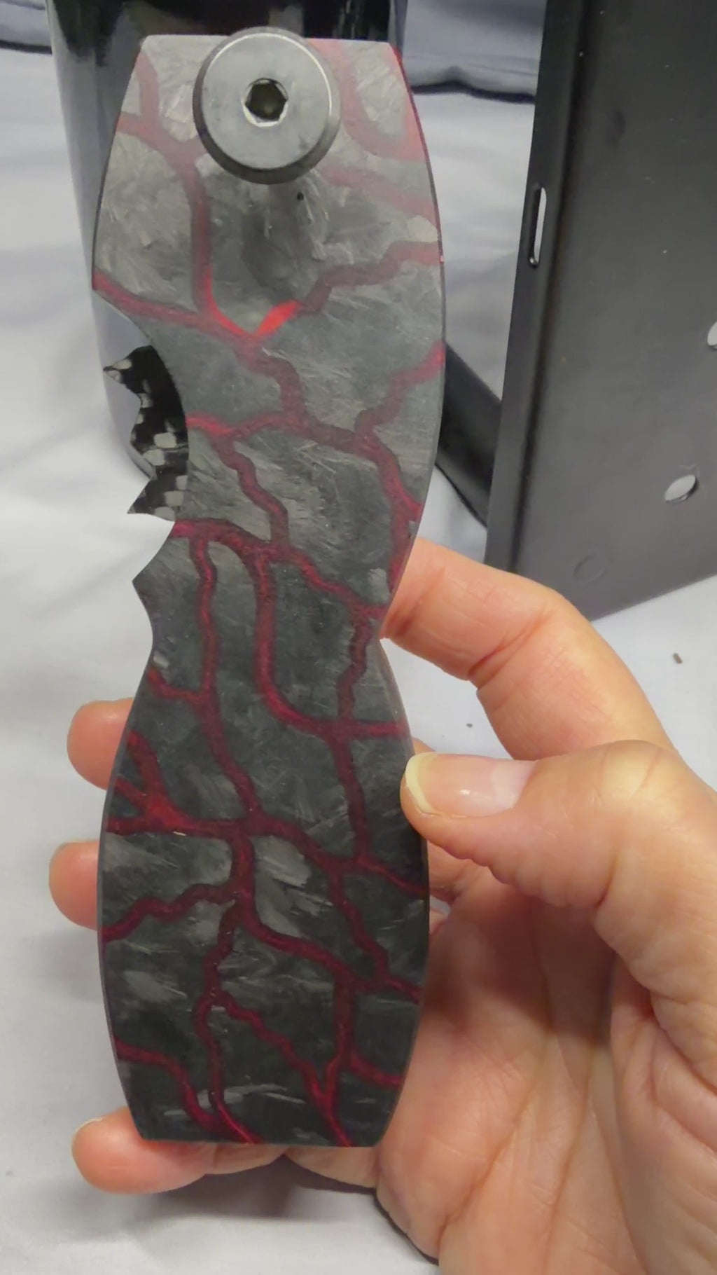 EPIC - Crimson Vein made with Crushed Carbon Fiber - Magnetic Bottle Opener with Wax Cutter