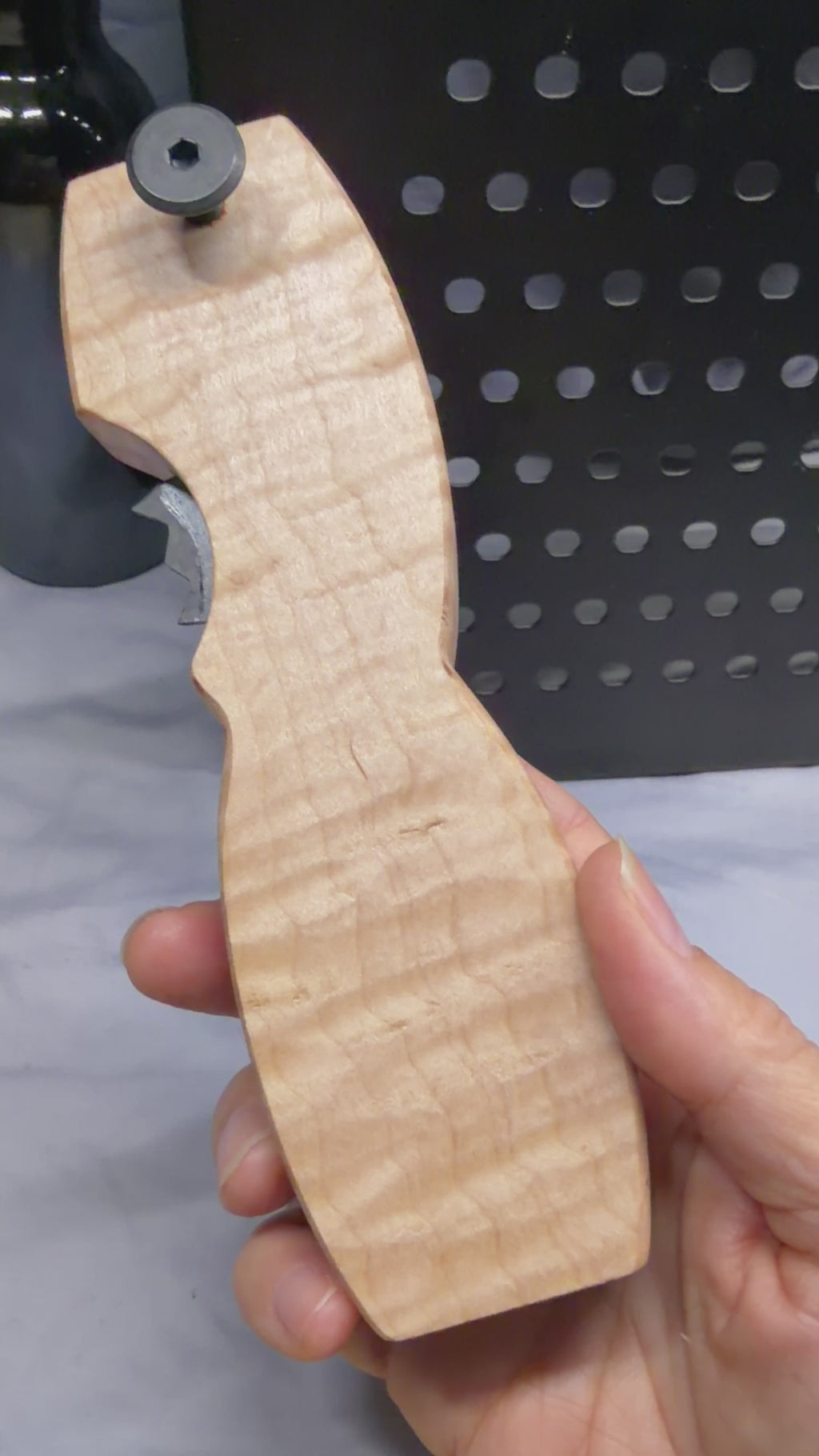 Highly Figured Curly Maple Solid Wood - Beer Bottle Opener w/ Wax Cutter