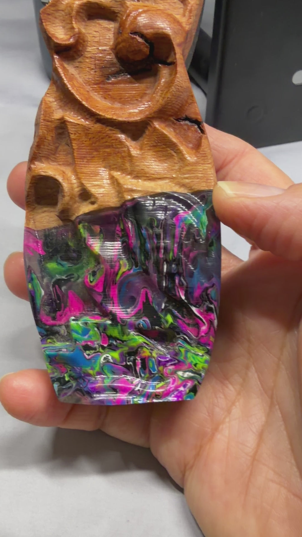 EPIC - Multi 3 Dimensional Resin & Wood - Magnetic Bottle Opener with Wax Cutter